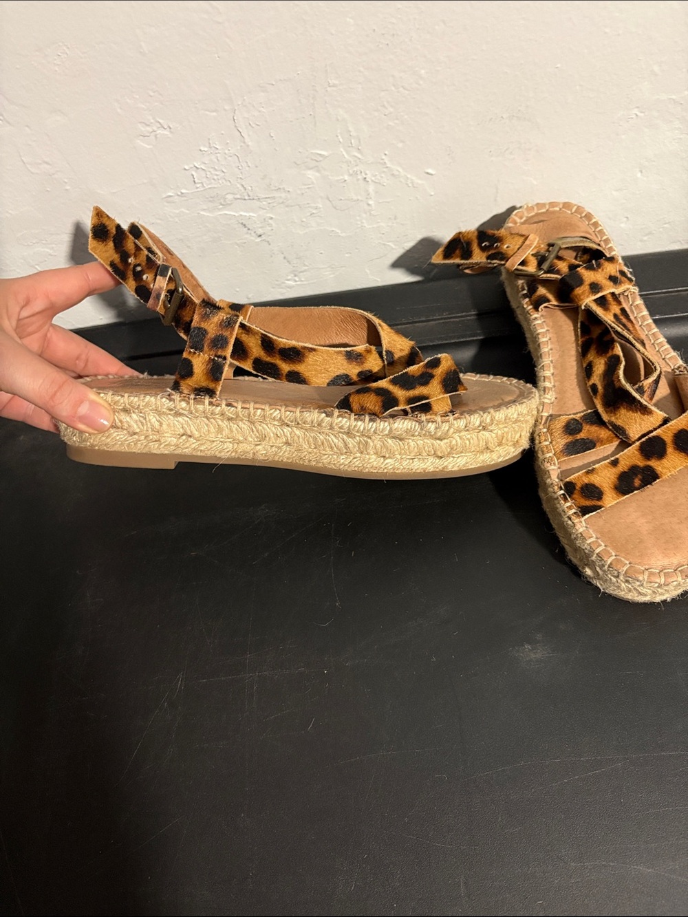 Madewell leather leopard print sandals size 6